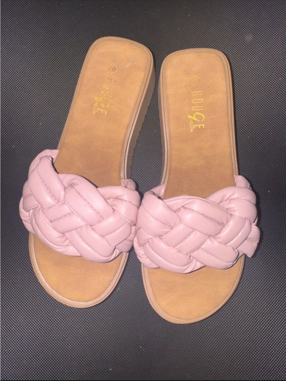 Rouge! Blush Pink Braided Slide Sandals